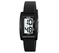 Gosasa Orologio digitale unisex alla moda, con numeri grandi, quadrante rettangolare, impermeabile, cinturino in silicone a LED, nero, Casual