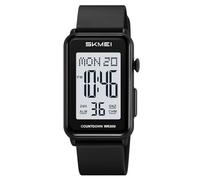 Gosasa Orologio digitale unisex alla moda, con numeri grandi, quadrante rettangolare, impermeabile, cinturino in silicone a LED, x Nero Bianco, Casual