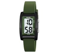 Gosasa Orologio digitale unisex alla moda, con numeri grandi, quadrante rettangolare, impermeabile, cinturino in silicone a LED, Verde, Casual