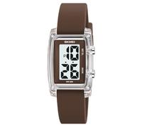 Gosasa Orologio digitale unisex alla moda, con numeri grandi, quadrante rettangolare, impermeabile, cinturino in silicone a LED, Marrone trasparente, Casual