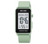 Gosasa Orologio digitale unisex alla moda, con numeri grandi, quadrante rettangolare, impermeabile, cinturino in silicone a LED, x Verde Chiaro, Casual