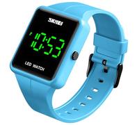 Gosasa Orologio LED digitale unisex a grande quadrante quadrato, elettronico, da uomo e da donna, in silicone, per studenti (Blu)