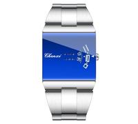 Gosasa Orologio quadrato per gli uomini, quadrante blu dello specchio | Quadrante rettangolare blu a specchio con un unico display dell'ora, cinturino in metallo lucido e stile moderno per ufficio
