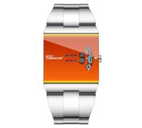 Gosasa Orologio quadrato per gli uomini, quadrante blu dello specchio | Quadrante rettangolare blu a specchio con un unico display dell'ora, cinturino in metallo lucido e stile moderno per ufficio