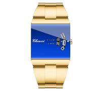 Gosasa Orologio quadrato per gli uomini, quadrante blu dello specchio | Quadrante rettangolare blu a specchio con un unico display dell'ora, cinturino in metallo lucido e stile moderno per ufficio