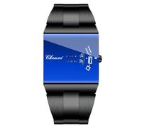 Gosasa Orologio quadrato per gli uomini, quadrante blu dello specchio | Quadrante rettangolare blu a specchio con un unico display dell'ora, cinturino in metallo lucido e stile moderno per ufficio