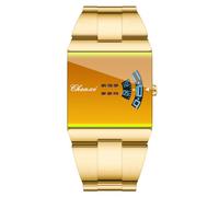 Gosasa Orologio quadrato per gli uomini, quadrante blu dello specchio | Quadrante rettangolare blu a specchio con un unico display dell'ora, cinturino in metallo lucido e stile moderno per ufficio