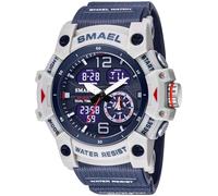 Gosasa Orologio sportivo da uomo, multifunzione, stile militare, con funzione S-Shock, digitale, a LED, impermeabile, con allarme, 8007_Blu scuro, Sport
