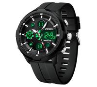 Gosasa Orologio sportivo digitale analogico da uomo, alla moda, 53 mm, quadrante grande, impermeabile fino a 50 m, multifunzione, luminoso, con sveglia, cronometro, doppio fuso orario, cinturino in