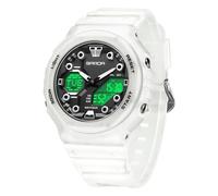 Gosasa Orologio sportivo digitale, unisex, impermeabile fino a 5 atm, analogico-digitale, con cronometro, sveglia, retroilluminazione a LED, cinturino trasparente, stile militare per uomo e donna, Un