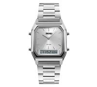 Gosasa Orologio sportivo digitale vintage con doppio display da uomo e donna, resistente all'acqua, cinturino in acciaio inox, quadrato, elettronico, retroilluminato, multifunzione, orologio da polso