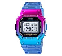 Gosasa Orologio sportivo unisex con luce a LED, trasparente, multifunzione, orologio da polso per uomo e donna, stile casual, cronometro, data, 5 bar, impermeabile, Blu, Sportivo