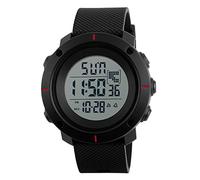 Gosasa Orologio Unisex Adulto Multifunzione Cronometro Impermeabile LED Digitale Analogico, Rosso, Cinturino in Poliuretano, 52 mm, 3 ATM, Al Quarzo, Fibbia