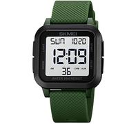 Gosasa Squar - Orologio digitale da donna e uomo, con numeri grandi, multifunzione, quadrante grande, impermeabile, a LED, Y Verde, Sportivo