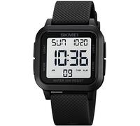 Gosasa Squar, orologio digitale da donna e uomo, quadrante con numeri grandi, multifunzione, quadrante grande, impermeabile, a LED, colore: nero