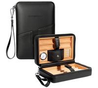 Goshentech - Custodia in pelle e legno di cedro, scatola da viaggio con igrometro, capacità: 6 pezzi, strumento per migliorare il disegno (nero)