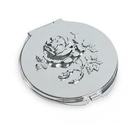 Goshentech Specchio da viaggio retrò in metallo, ingrandimento 1x/2x, compatto e portatile, pieghevole, perfetto per viaggi e in viaggio (argento)