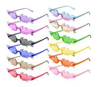 GOSHIES Fiamme, occhiali da sole, 12 pezzi, Fiamme, occhiali da sole senza bordi, colorati, a forma di fiamma, per feste in maschera, Taglia unica