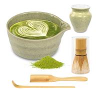 GOSHIES Set da Tè Matcha da 5 Pezzi con Ciotola per Matcha, Frullatore, Cucchiaio per Matcha, Spazzola per Matcha, Supporto per Frullatore Matcha, Verde