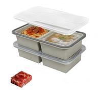 GOSHIES Souper Cubes - Contenitore per congelatore in silicone, 2 pezzi, con coperchio, in silicone, per alimenti, grande stampo per cubetti di ghiaccio, in silicone
