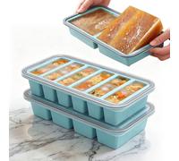 Goshoppers 2/3 pezzi Souper Cubes, stampo per congelatore in silicone, grande stampo per cubetti di ghiaccio con coperchio, 2 + 4 + 6 fori, senza BPA, per porridge, zuppa, cubetti di ghiaccio (2 + 4 +