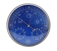 Goshyda 3 su 1 Igrometro del Barometro a Battito per Tutta la Parete per Tutta la Stagione per Esterno Interno, Strumento Meteorologico Accurato Blu 180 Mm