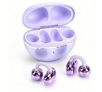 Goshyda Auricolari a Clip, Cuffie Bluetooth 6.0 Aperte IPX7 Resistenti All'acqua con Microfono con Cancellazione del Rumore AI, 40 Ore di Riproduzione, per Sport, Corsa, Lavoro, (PURPLE)