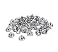Goshyda Bottoni con Strass Trasparenti 100 Pezzi Bottoni da Cucito Rotondi Argento da 20 Mm con Base Ad Anello in Metallo per la Decorazione di Abbigliamento Artigianale