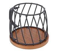 Goshyda Cestello Porta Capsule per caffè con Struttura Robusta per Bustine di tè, Bustine di Zucchero, Metallo, Legno, 5,9 X 5,1 Pollici (BLACK)