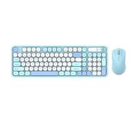 Goshyda Combo Tastiera e Mouse Wireless, Set Tastiera Mouse Ergonomica Bluetooth Dual Mode 2.4G, per Computer Portatile (Montagna blu distante)