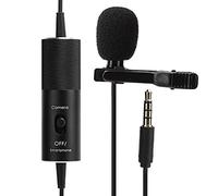 Goshyda Microfono Lavalier da 5,8 M, Microfono Universale Portatile con Clip da Collare con Doppio Anti-interferenza Capacitivo, per Microfono Fotocamera per Cellulare(Nero)