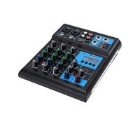 Goshyda Mixer Audio Professionale, Mixer Audio a 4 Canali con Doppio Microfono Wireless UHF, Console di Missaggio con Interfaccia Bluetooth e USB, per Studio di Karaoke Domestico