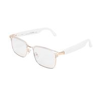 Goshyda Occhiali da Sole Intelligenti Bluetooth: BT 5.4 Tecnologia con Audio Surround a 360 ° e Controllo Chiave, Filtro a Luce Blu UV400-8h Play 200h Standby, per Uomini Donne (Oro bianco)