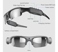 Goshyda Occhiali Intelligenti con Wifi della Fotocamera - Registrazione Video HD da 1080p 12 MP, Angolo di 140 ° Largo, Occhiali da Sole Polarizzati per Sport Esterni e Vlog di Viaggio