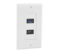 Goshyda Piastra a Parete HDMI e USB 3.0, HDMI USB3.0 Presa Video per Pannello a Parete multimediale Integrato Due in