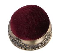 Goshyda Puntaspilli Vintage Morbido Elastico con Base in Metallo Mezza Sfera Retro Cuscinetto per Aghi per Cucire Quilting Resistente Lavabile (Tipo rosso con base in bronzo verde)