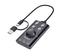 Goshyda Scheda audio USB, scheda audio stereo esterna con controllo del volume, adattatore audio USB tipo C a jack da 3,5 mm per PC, laptop, desktop, cuffie