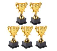 Goshyda Set di 5 Coppe Trofeo in Plastica Dorata, Trofeo Premio Oro con Coppa del Vincitore con Base Nera per Competizioni Sportive, Premi per Feste, Premi per i Risultati Scolastici (Nessuna