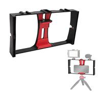 Goshyda Smartphone Video Rig, Gabbia Stabilizzatore per Impugnatura per Cellulare con Scarpa Fredda e Vite 1/4 Pollici, Custodia per Vlogging Portatile Portatile per Videomaker (rosso)