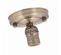 Goshyda Supporto Base per Plafoniera Vintage Industriale E26/E27 - Lampada a Sospensione con Attacco a Vite, Lampada in Metallo per la Decorazione Domestica (Colore ottone antico)