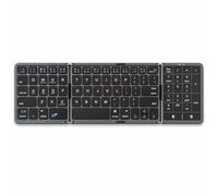 Goshyda Tastiera Bluetooth Pieghevole, Tastiera Ripiegabile Portatile con Touchpad, Tasti Ricaricabili di Dimensioni Standard, Sincronizzazione Multidispositivo per Laptop, PC, Tablet, (GREY)
