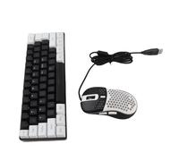Goshyda Tastiera da Gioco Retroilluminata RGB con Set Mouse, Tastiera Meccanica per Tablet Laptop, Ergonomica Multimediale Cablata Illuminata per Impiegati, ABS, 61 Tasti (Cornice bianca centrale