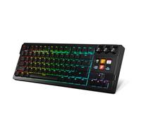 Goshyda Tastiera da Gioco, Tastiera Meccanica per Computer Cablata USB con Retroilluminazione RGB, Manopola e Pulsanti Programmabili, Interruttore Rosso Sostituibile a Caldo (BLACK)