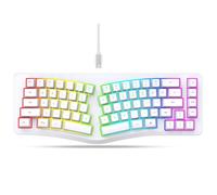 Goshyda Tastiera Ergonomica Cablata, 69 Tasti Silenziosi Tastiera Divisa con 18 modalità Retroilluminata RGB, Cavo USB C Staccabile, per Vittorie per OSX per il Computer Linux (WHITE)