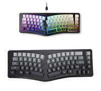 Goshyda Tastiera Retroilluminata RGB Ergonomica con 69 Tasti Cablati USB, luminosità Regolabile Comoda Tastiera Divisa per PC/Laptop, Design a Forma di V Compatto