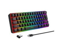 Goshyda Tastiera Wireless, Tastiera Ergonomica per Computer 2.4G, Tastiera da Gioco Retroilluminata RGB a 61 Tasti con Ricevitore USB, per PC, Laptop, Desktop