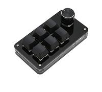 Goshyda Tastierino Programmabile USB a 6 Tasti, Tastiera Meccanica con Tastierino con Una Sola Mano con Konb, Interruttore Blu, per Windows, per Ufficio, Giochi, Musica, Contenuti (Black)