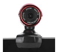 Goshyda Webcam con microfono, 480P HD True Color Image 30 W Pixel 360 gradi Sinistra Destra Ruota USB Fotocamera per laptop Desktop(Rosso)
