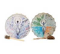 GOSIA Confezione da 2 tamburi sciamanici, batteria sciamanica, musica spirituale, tamburi sciamanici fatti a mano con bacchette