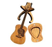 GOSIA Custodia per plettro in legno con supporto, 3 custodie uniche per plettri, cover per plettro a forma di chitarra, come mostrato, Come mostrato